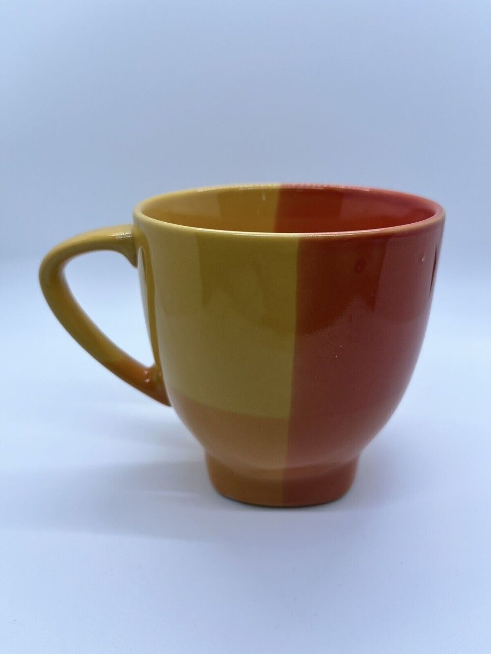 222 FIFTH Color Blocks Red Yellow Mid Century Retro Vibe Coffee Mug Tea Cup  4"